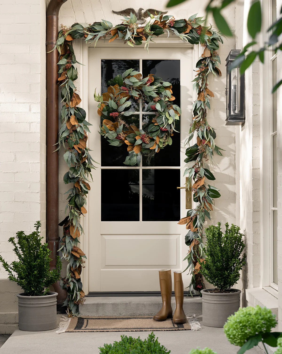 Faux Magnolia & Eucalyptus Garland - Image 2