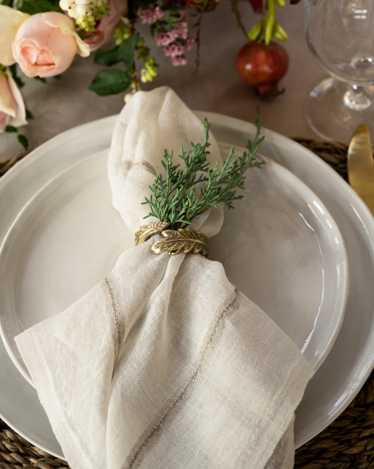 Botanical Brass Napkin Ring (Set of 4) - Image 4