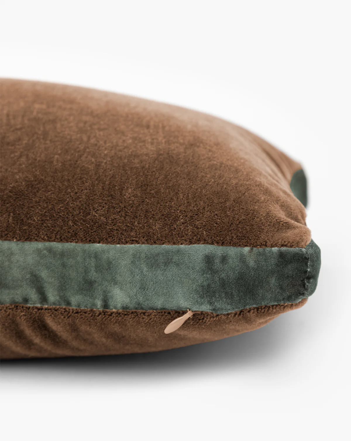 Brown Mohair Pillow with Velvet Stripe - Image 4