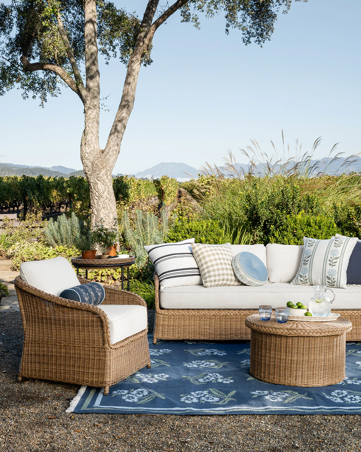 Haviland Outdoor Lounge Chair with Perennials Taupe Stripe - Image 3