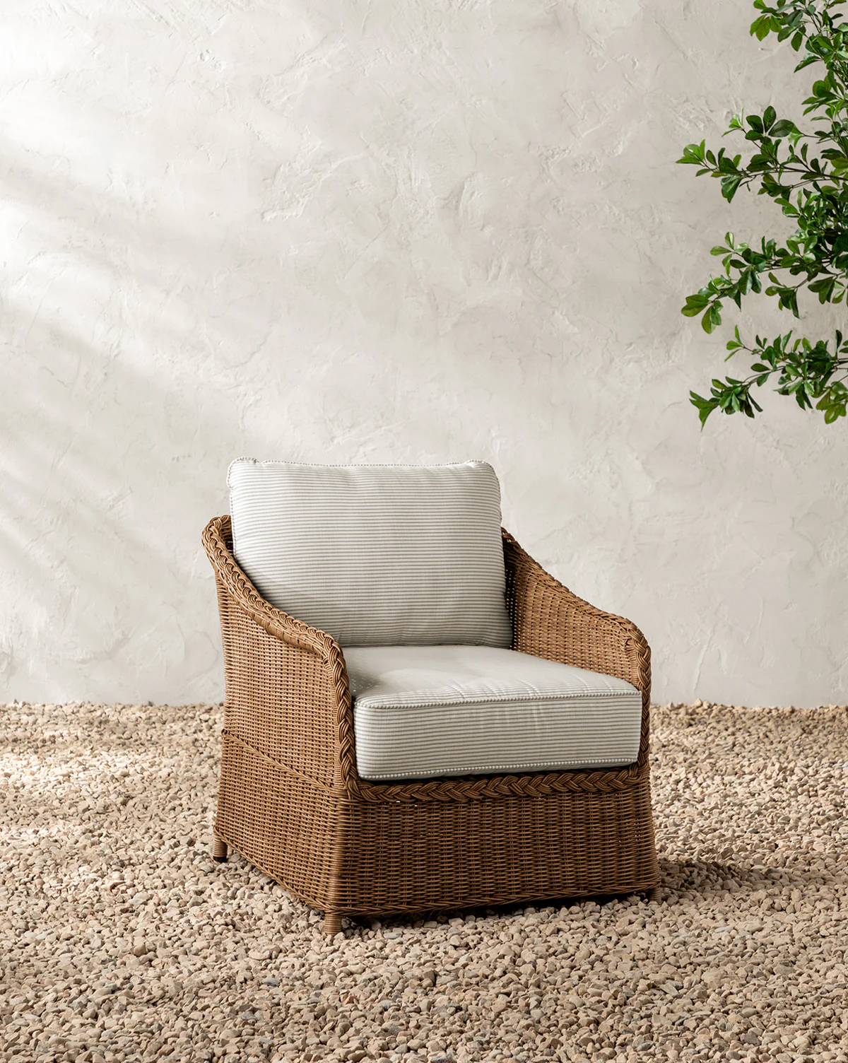 Haviland Outdoor Lounge Chair with Perennials Taupe Stripe - Image 6