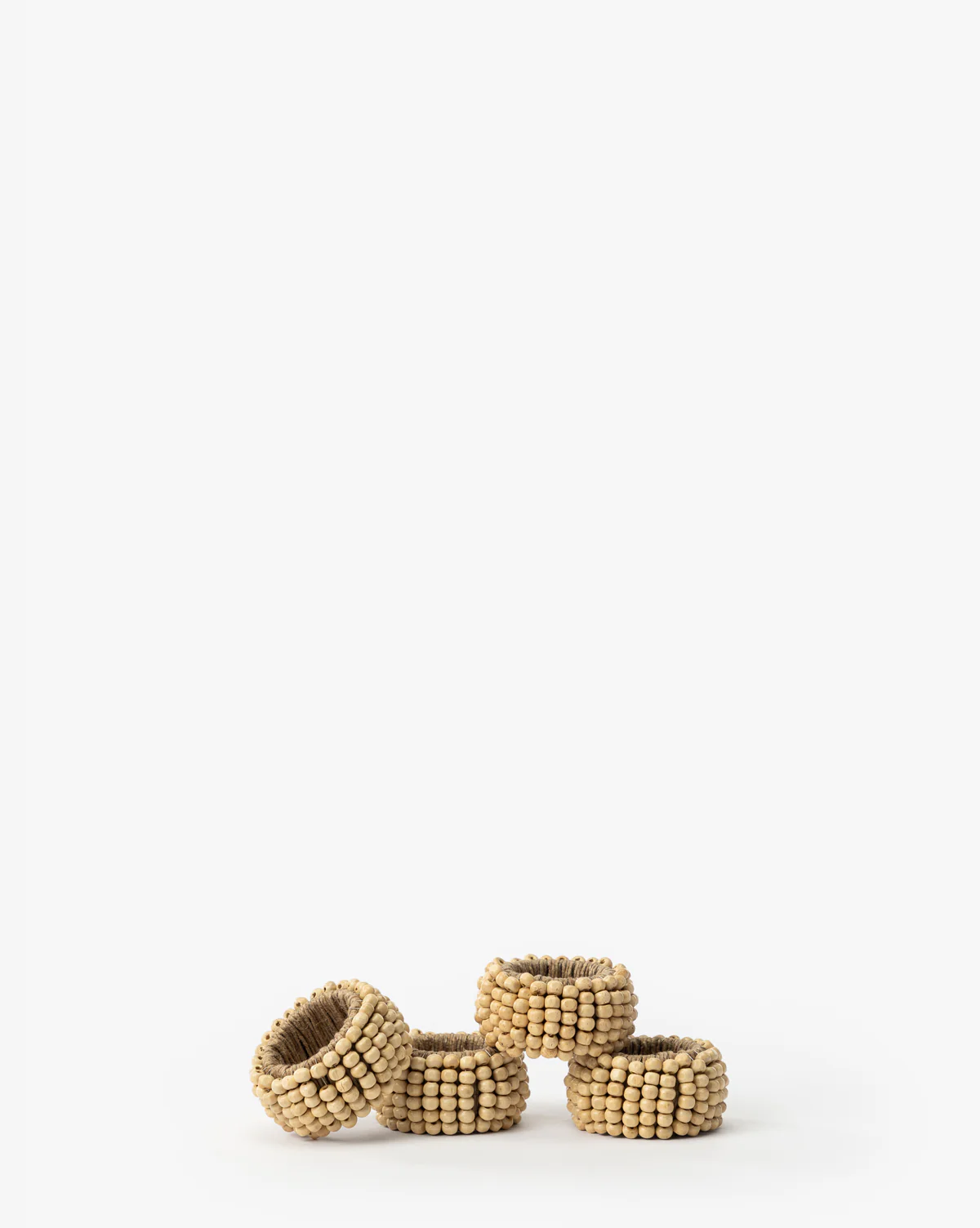 Mango Wood Bead Napkin Rings (Set of 4)