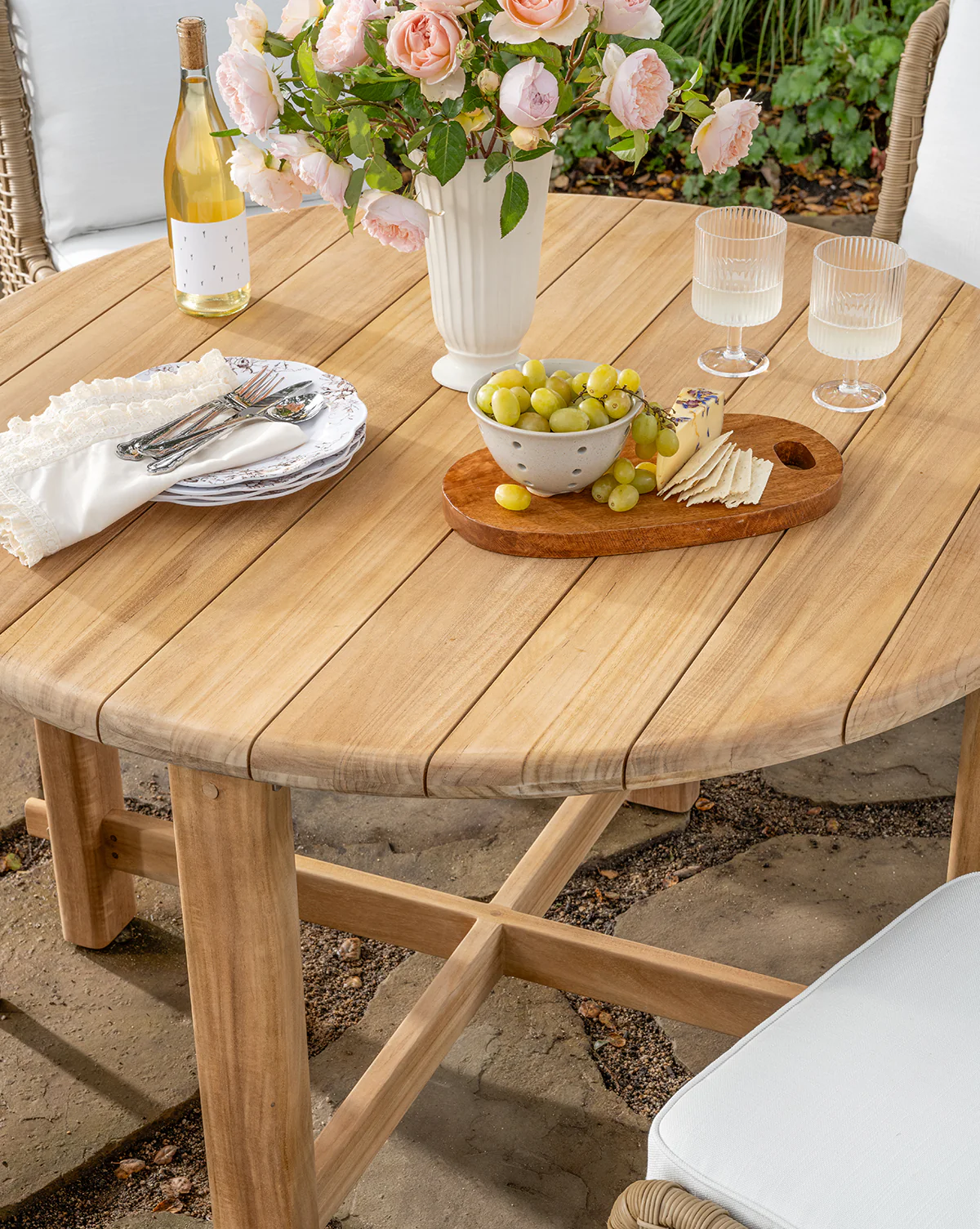 McCarthy Round Teak Outdoor Dining Table - Image 4