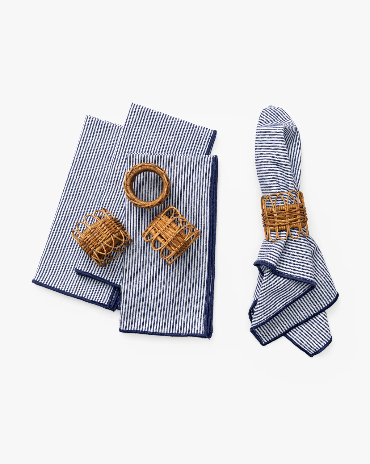 Navy Striped Napkins (Set of 4) - Image 3