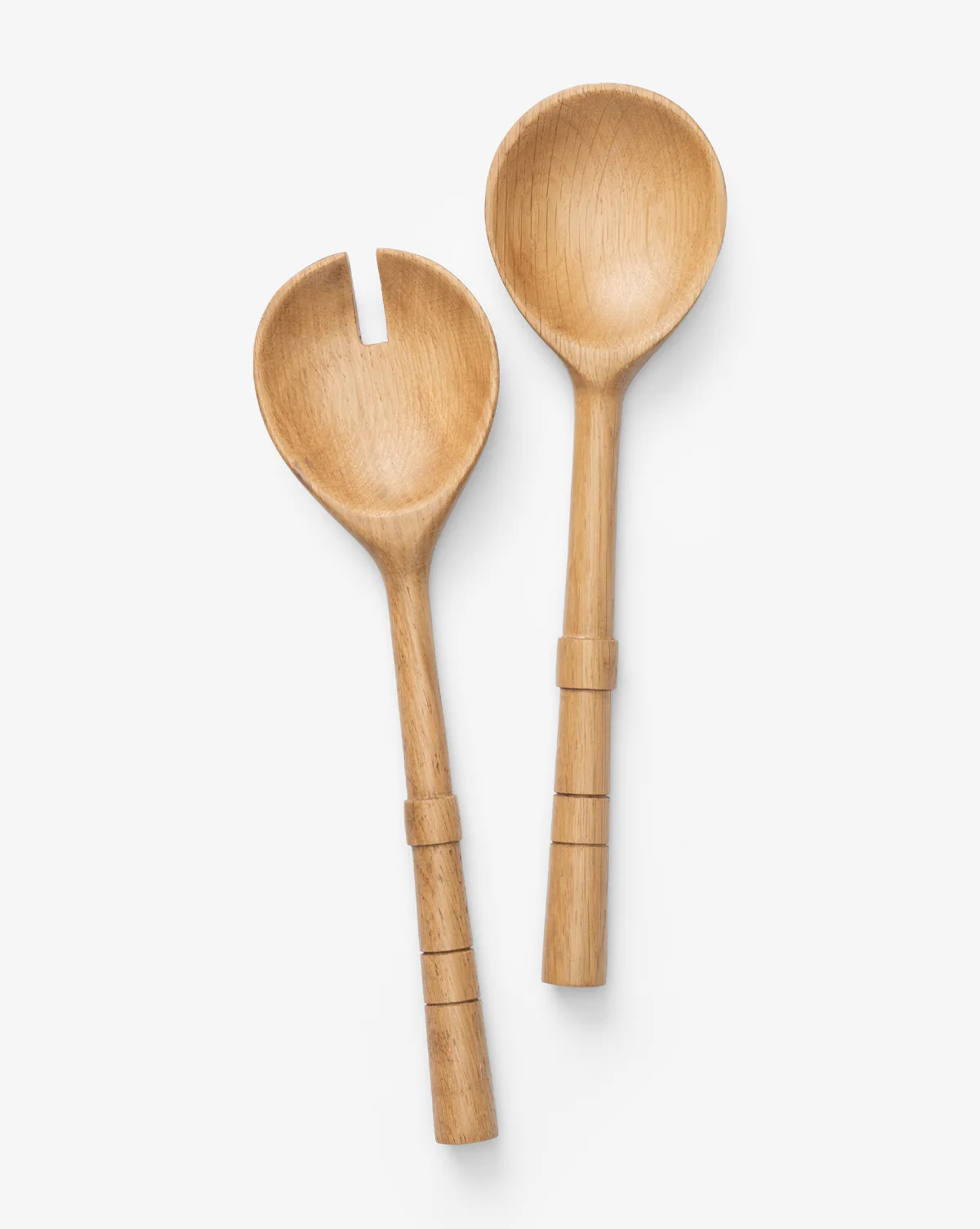 Notched Oak Wood Salad Servers - Image 3