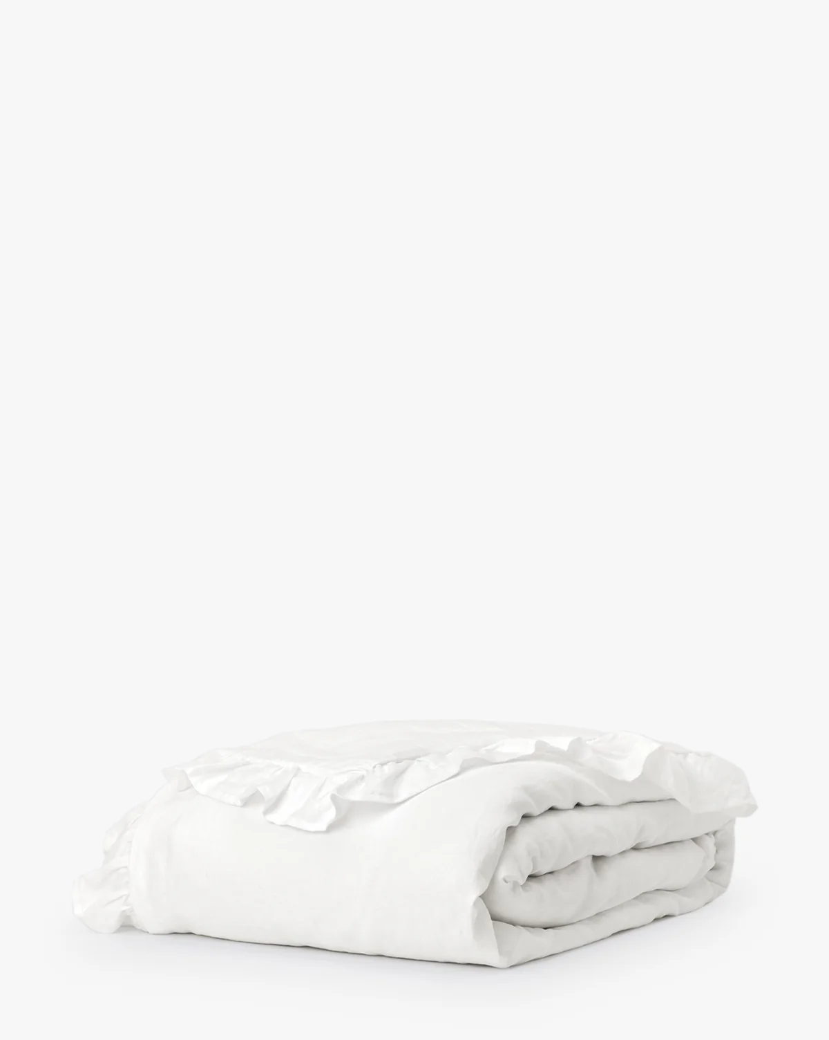 Ruffle White Linen Duvet Cover - Image 3