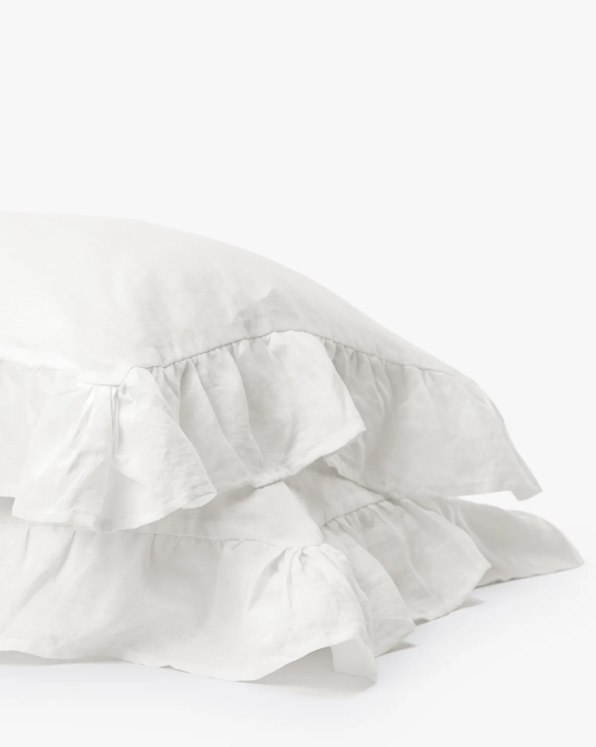 Ruffle White Linen Shams (Set of 2) - Image 2