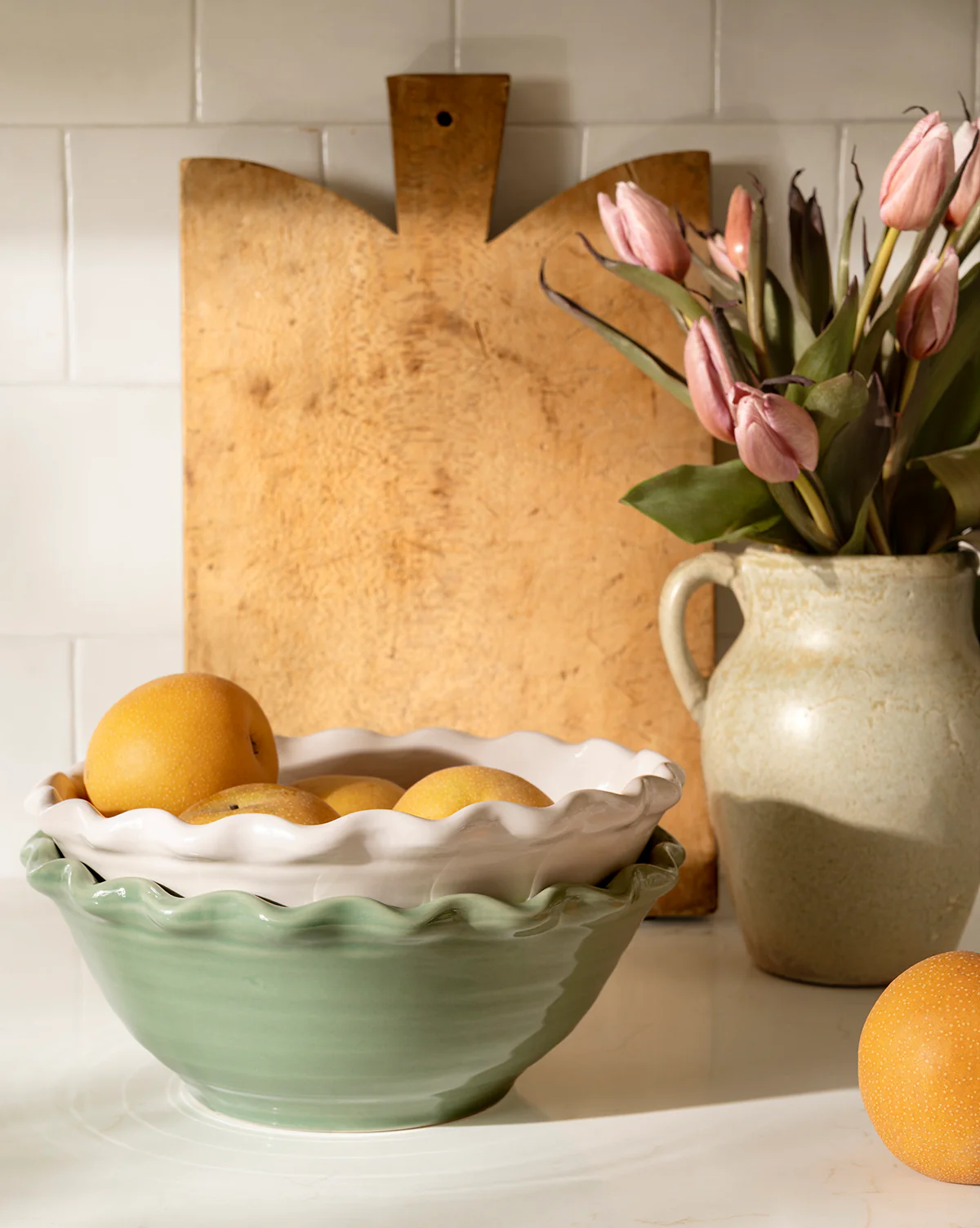 Scalloped Stoneware Bowls (Set of 3) - Image 3