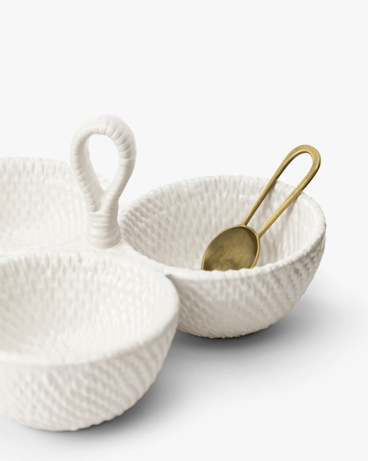 Woven Ceramic Dip Dish with Spoon - Image 3